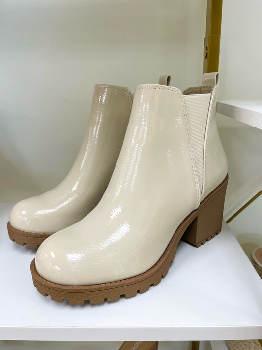 Bone Textured Patent Ankle Boot