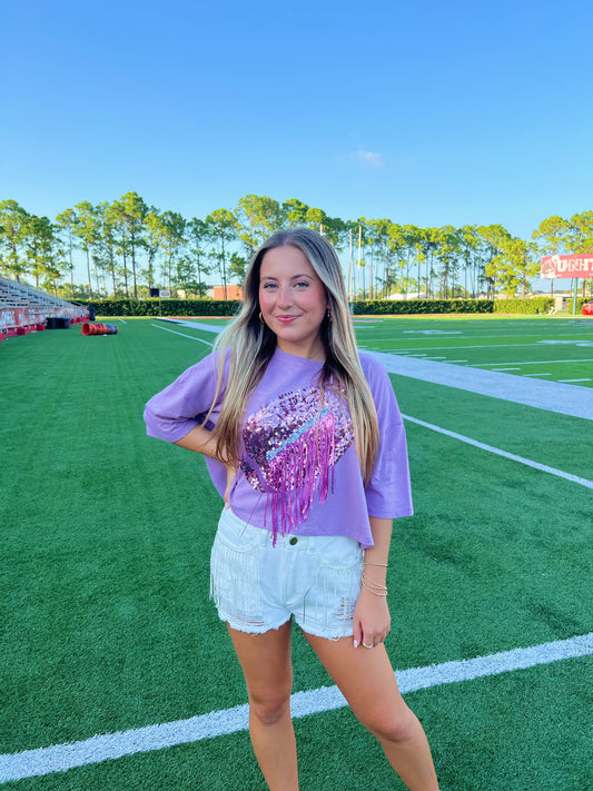 Sequin Football Game Day Top