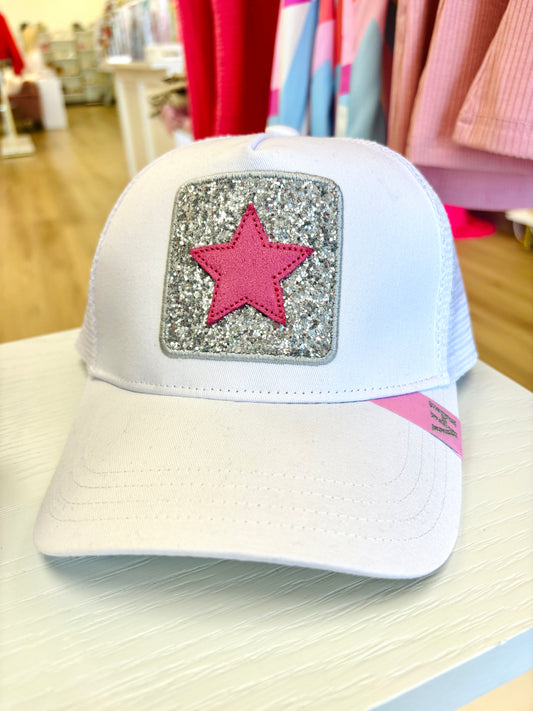 VH White Glitter Star Hat
