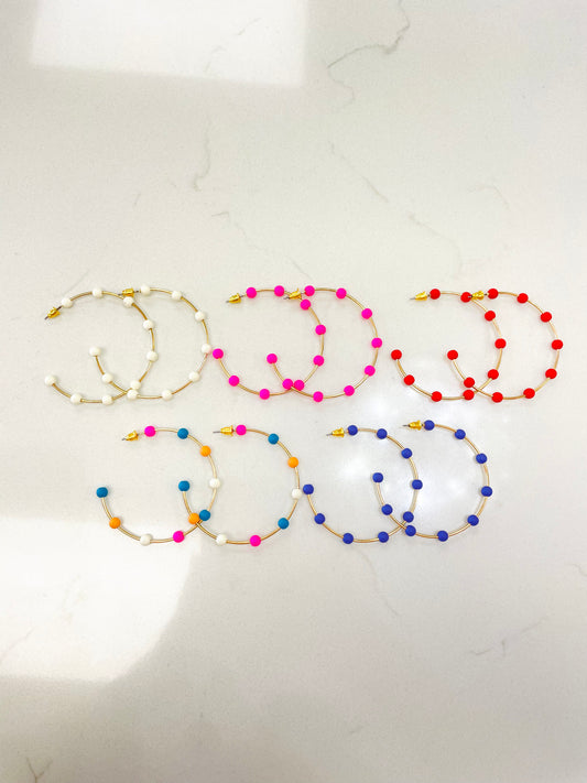 Colored Bead Hoop Earrings