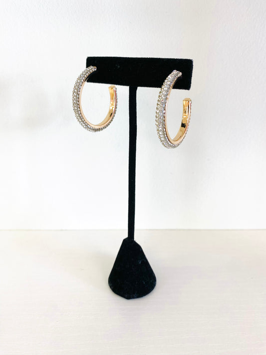 Gold/Silver Rhinestone Hoop Earrings