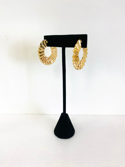Gold Fanned Hoop Earrings