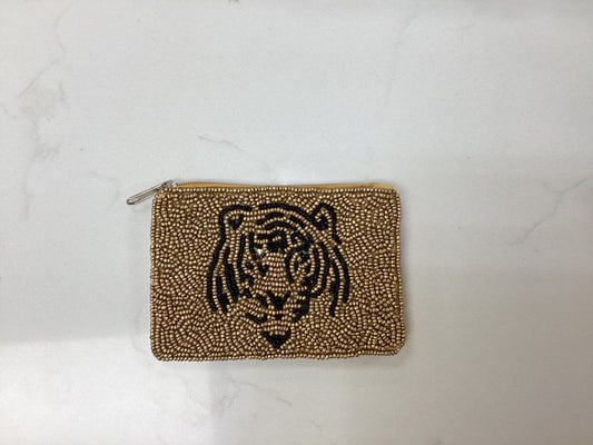 Beaded Gold Tiger Coin Pouch